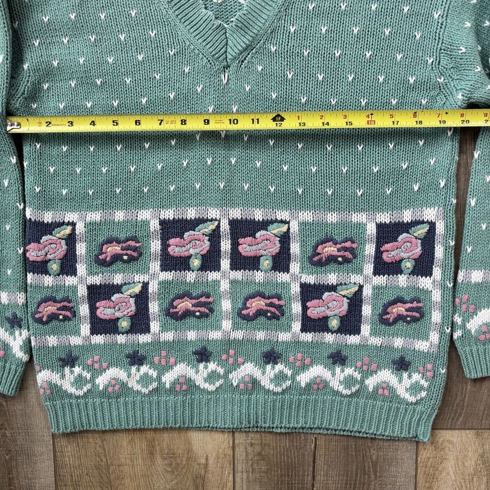 Vintage Floral Cottagecore Sweater Size M Granny Embroidered Feminine Spring - Picture 12 of 14